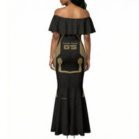 Custom Egypt KA Mermaid Dress Gold Symbol Hieroglyphic Texture