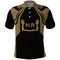 Custom Egypt KA Polo Shirt Gold Symbol Hieroglyphic Texture