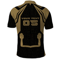 Custom Egypt KA Polo Shirt Gold Symbol Hieroglyphic Texture