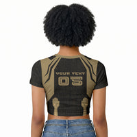 Custom Egypt KA Raglan Cropped T shirt Gold Symbol Hieroglyphic Texture