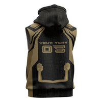 Custom Egypt KA Sleeveless Hoodie Gold Symbol Hieroglyphic Texture