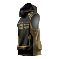 Custom Egypt KA Sleeveless Hoodie Gold Symbol Hieroglyphic Texture