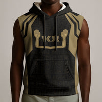Custom Egypt KA Sleeveless Hoodie Gold Symbol Hieroglyphic Texture