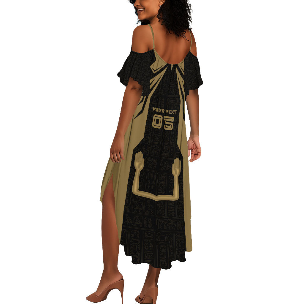 Custom Egypt KA Summer Maxi Dress Gold Symbol Hieroglyphic Texture
