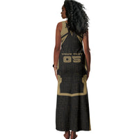 Custom Egypt KA Tank Maxi Dress Gold Symbol Hieroglyphic Texture