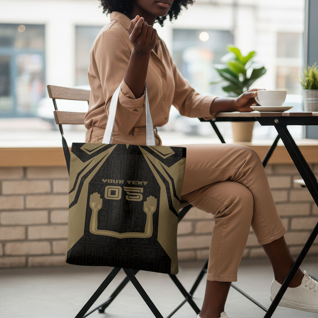 Custom Egypt KA Tote Bag Gold Symbol Hieroglyphic Texture