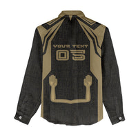 Custom Egypt KA Women Casual Shirt Gold Symbol Hieroglyphic Texture