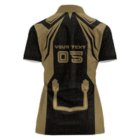 Custom Egypt KA Women Polo Shirt Gold Symbol Hieroglyphic Texture