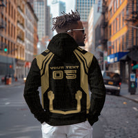 Custom Egypt KA Zip Hoodie Gold Symbol Hieroglyphic Texture