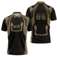 Custom Egypt KA Zipper Polo Shirt Gold Symbol Hieroglyphic Texture