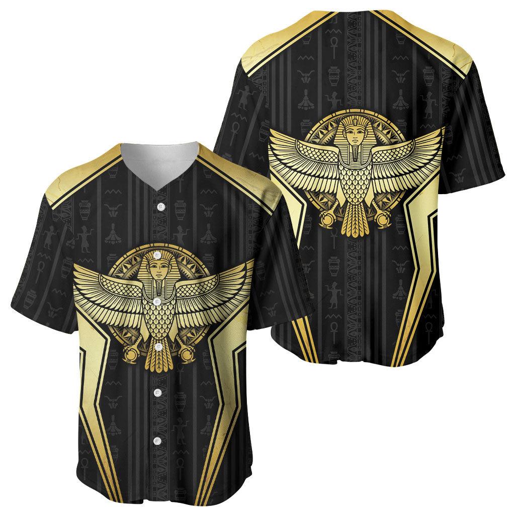 Egypt BA Baseball Jersey Winged Pharaoh Hieroglyphic Patterns
