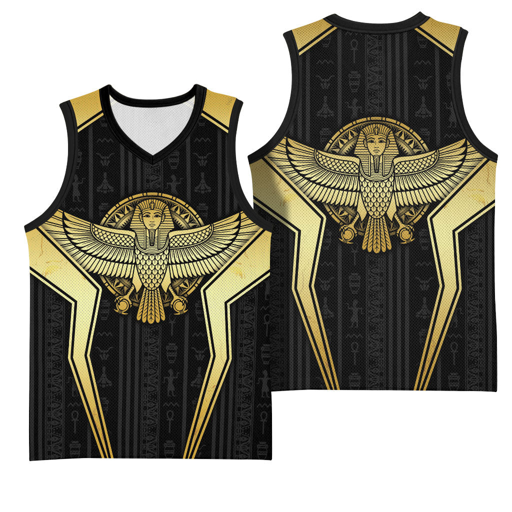Egypt BA Basketball Jersey Winged Pharaoh Hieroglyphic Patterns