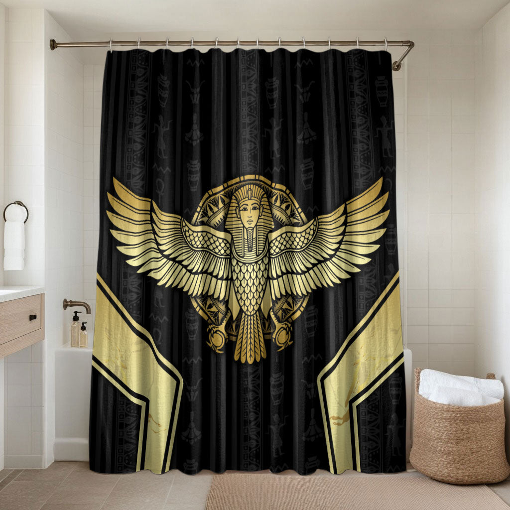 Egypt BA Bathroom Set Winged Pharaoh Hieroglyphic Patterns