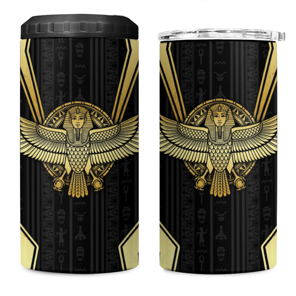 Egypt BA 4 in 1 Can Cooler Tumbler Winged Pharaoh Hieroglyphic Patterns