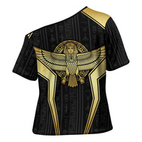 Egypt BA Cross Shoulder Shirt Winged Pharaoh Hieroglyphic Patterns