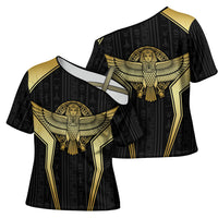 Egypt BA Cross Shoulder Shirt Winged Pharaoh Hieroglyphic Patterns