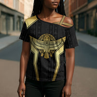 Egypt BA Cross Shoulder Shirt Winged Pharaoh Hieroglyphic Patterns
