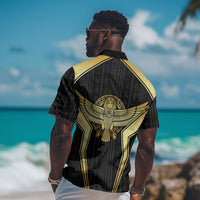 Egypt BA Hawaiian Shirt Winged Pharaoh Hieroglyphic Patterns