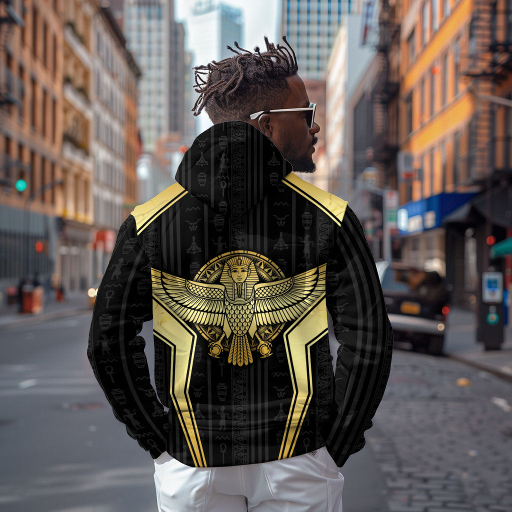 Egypt BA Hoodie Winged Pharaoh Hieroglyphic Patterns