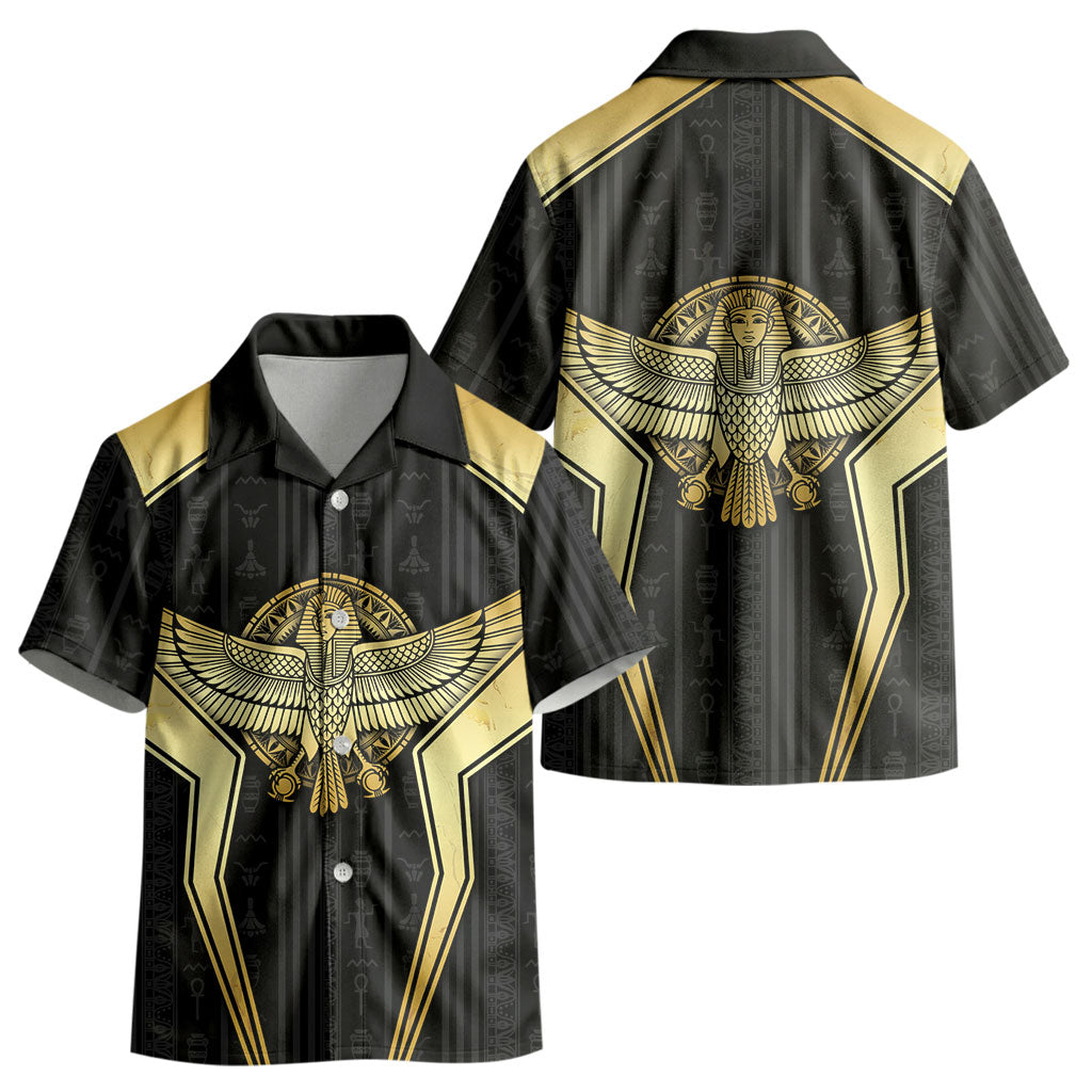 Egypt BA Kid Hawaiian Shirt Winged Pharaoh Hieroglyphic Patterns DT05