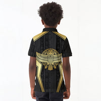 Egypt BA Kid Polo Shirt Winged Pharaoh Hieroglyphic Patterns
