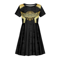Egypt BA Kid Short Sleeve Dress Winged Pharaoh Hieroglyphic Patterns