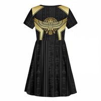 Egypt BA Kid Short Sleeve Dress Winged Pharaoh Hieroglyphic Patterns
