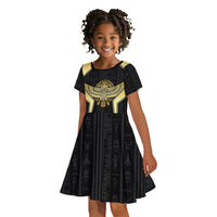 Egypt BA Kid Short Sleeve Dress Winged Pharaoh Hieroglyphic Patterns