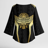 Egypt BA Kimono Sleeve Blouse Winged Pharaoh Hieroglyphic Patterns