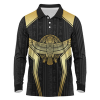 Egypt BA Long Sleeve Polo Shirt Winged Pharaoh Hieroglyphic Patterns