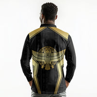 Egypt BA Long Sleeve Polo Shirt Winged Pharaoh Hieroglyphic Patterns