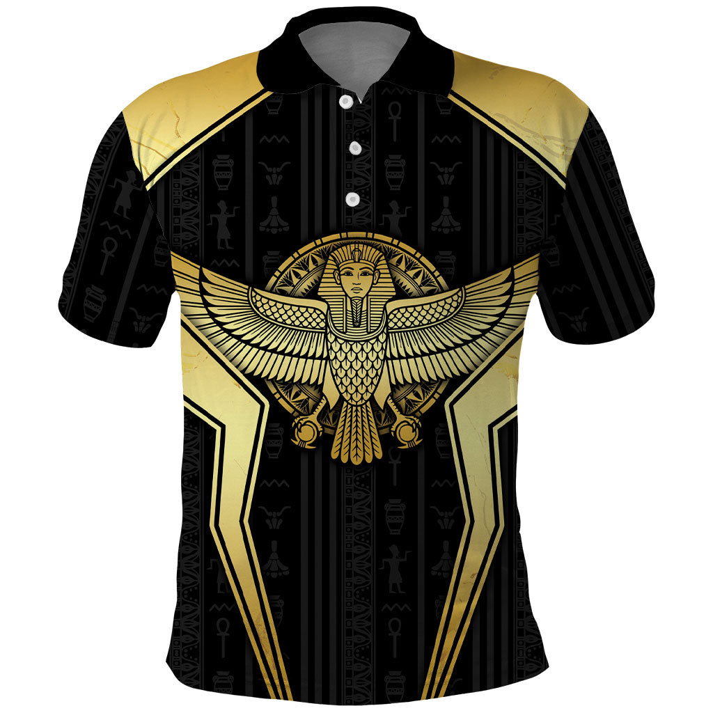 Egypt BA Polo Shirt Winged Pharaoh Hieroglyphic Patterns