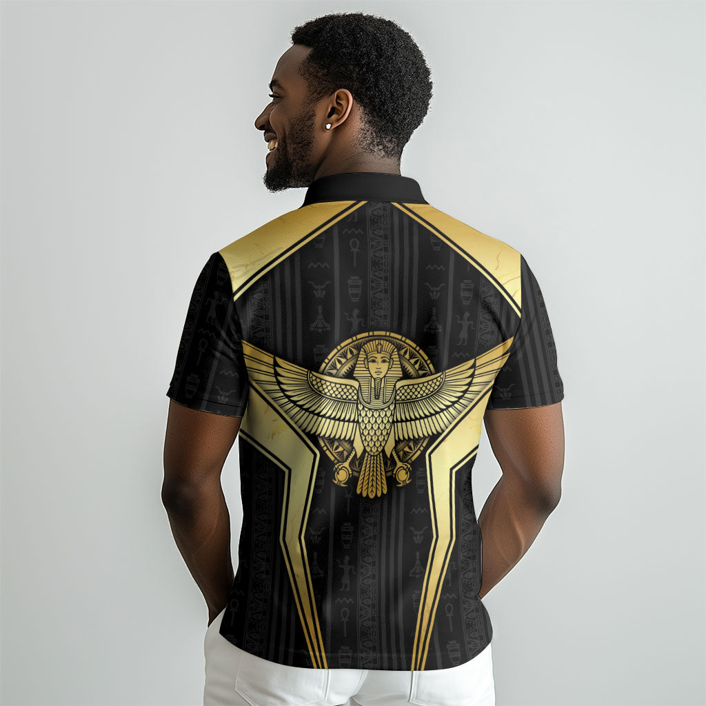 Egypt BA Polo Shirt Winged Pharaoh Hieroglyphic Patterns DT05