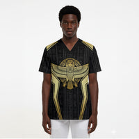 Egypt BA Scrub Top Winged Pharaoh Hieroglyphic Patterns