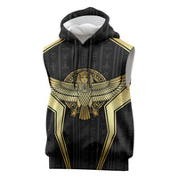 Egypt BA Sleeveless Hoodie Winged Pharaoh Hieroglyphic Patterns