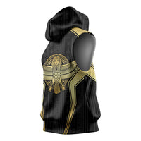 Egypt BA Sleeveless Hoodie Winged Pharaoh Hieroglyphic Patterns