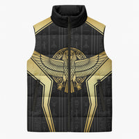 Egypt BA Sleeveless Puffer Jacket Winged Pharaoh Hieroglyphic Patterns