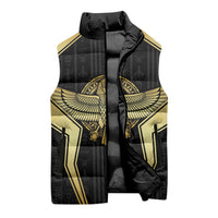 Egypt BA Sleeveless Puffer Jacket Winged Pharaoh Hieroglyphic Patterns