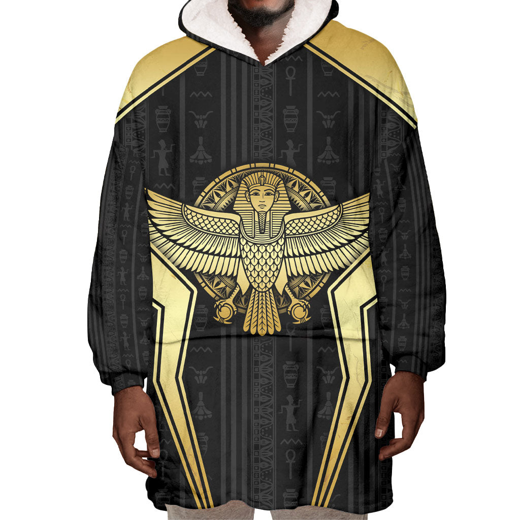 Egypt BA Wearable Blanket Hoodie Winged Pharaoh Hieroglyphic Patterns