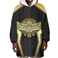 Egypt BA Wearable Blanket Hoodie Winged Pharaoh Hieroglyphic Patterns
