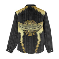 Egypt BA Women Casual Shirt Winged Pharaoh Hieroglyphic Patterns