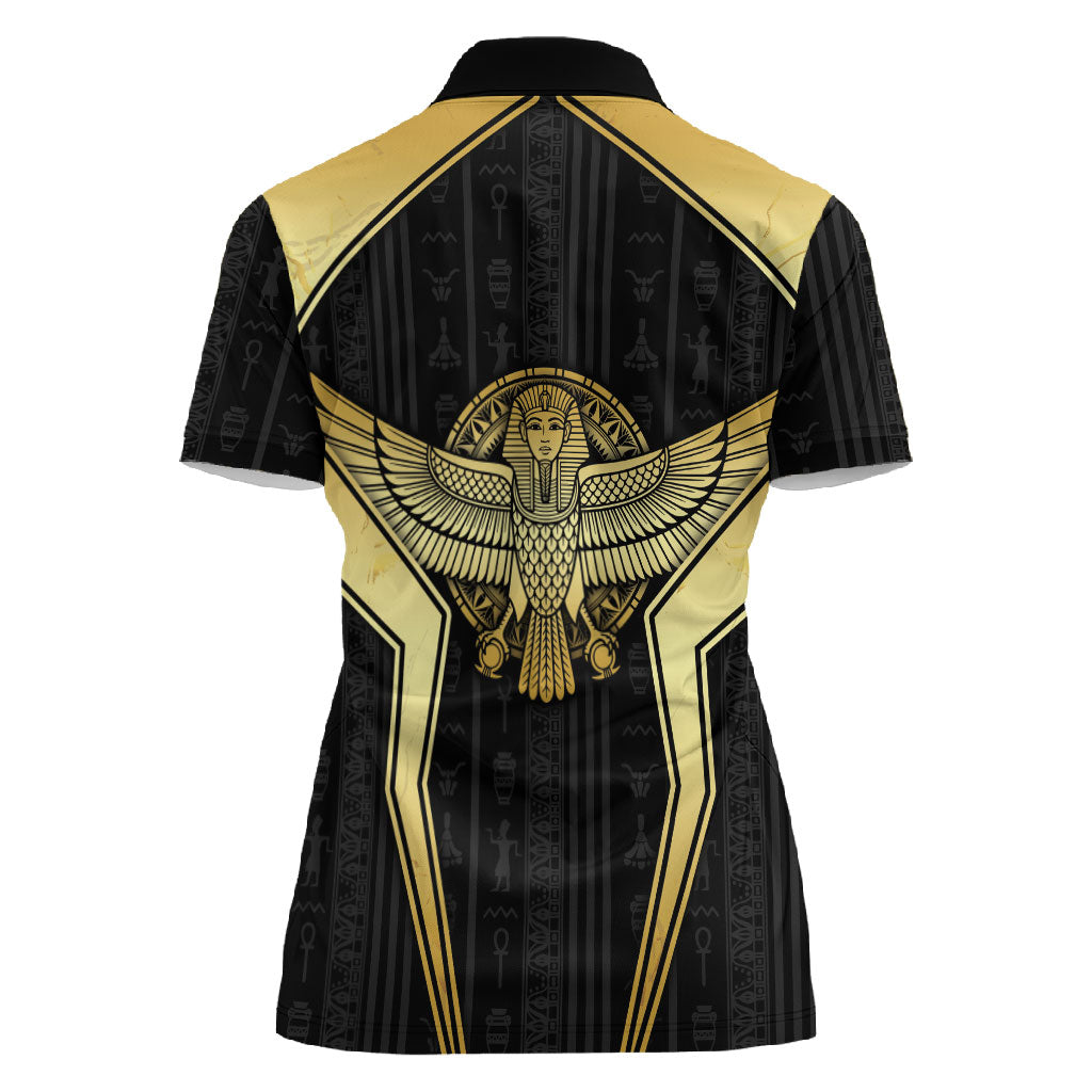 Egypt BA Women Polo Shirt Winged Pharaoh Hieroglyphic Patterns
