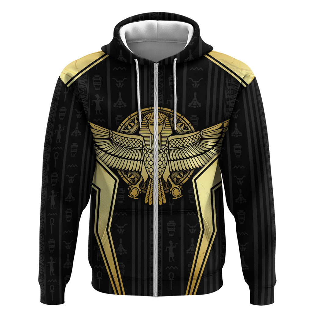 Egypt BA Zip Hoodie Winged Pharaoh Hieroglyphic Patterns