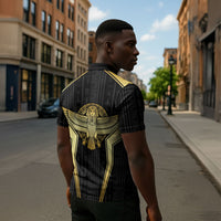 Egypt BA Zipper Polo Shirt Winged Pharaoh Hieroglyphic Patterns