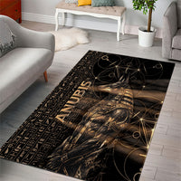 Egyptian God Anubis Area Rug Jackal Headed Deity Ancient Egypt Mythology Gilded