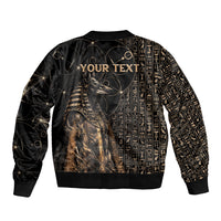 Personalized Egyptian God Anubis Bomber Jacket Jackal Headed Deity Ancient Egypt Mythology Gilded