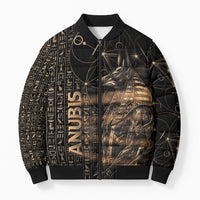 Personalized Egyptian God Anubis Bomber Puffer Jacket Jackal Headed Deity Ancient Egypt Mythology Gilded