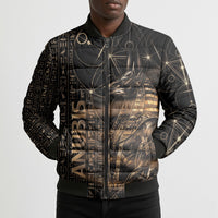 Personalized Egyptian God Anubis Bomber Puffer Jacket Jackal Headed Deity Ancient Egypt Mythology Gilded