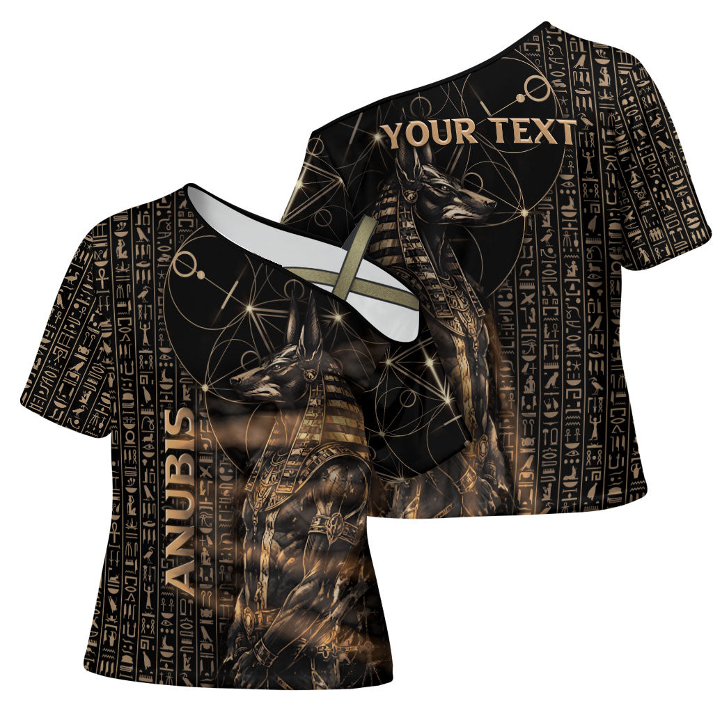 Personalized Egyptian God Anubis Cross Shoulder Shirt Jackal Headed Deity Ancient Egypt Mythology Gilded