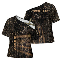 Personalized Egyptian God Anubis Cross Shoulder Shirt Jackal Headed Deity Ancient Egypt Mythology Gilded